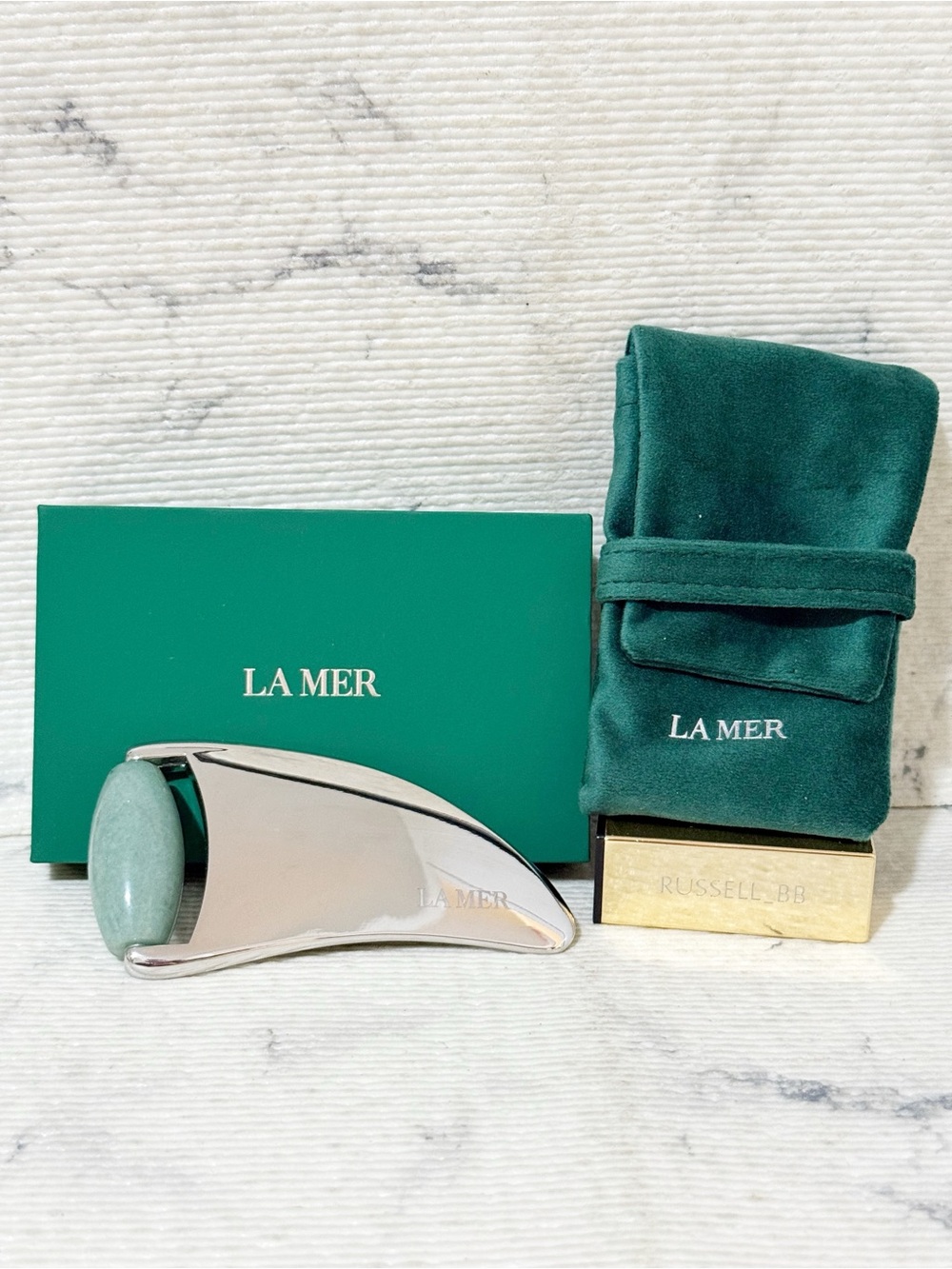 La Mer Jade Facial Massage Roller Gua Sha Tool NIB